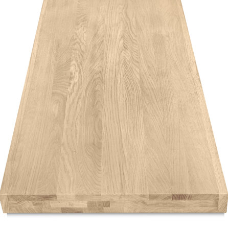 Leimholzplatte Eiche - nach Maß - 6 cm (60 mm) dick - 3-lagig aufgedoppelt (hohl, nicht massiv) - Eichenholz A-Qualität (A/B) - Leimholz HF 8-12%