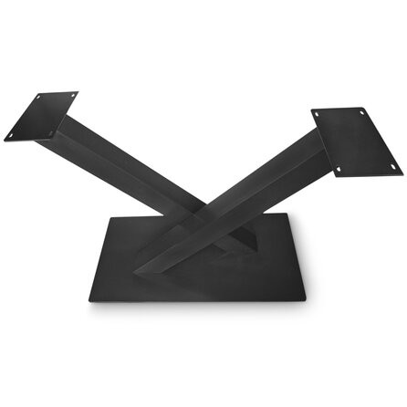 V Bein Tischgestell - schwarz - 10x10 cm - 98 / 121 cm lang - 72 cm hoch - Zentrales Esstischgestell (Tischfuß / Mittelfuß) aus beschichtetem Stahl