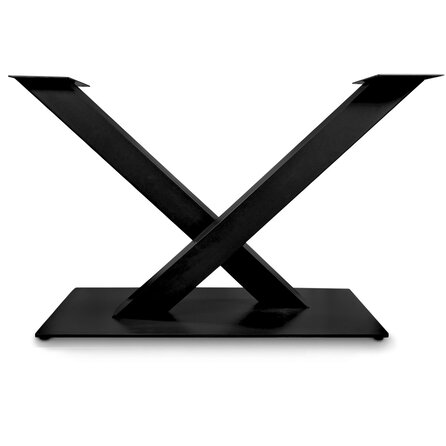 V Bein Tischgestell - schwarz - 10x10 cm - 98 / 121 cm lang - 72 cm hoch - Zentrales Esstischgestell (Tischfuß / Mittelfuß) aus beschichtetem Stahl