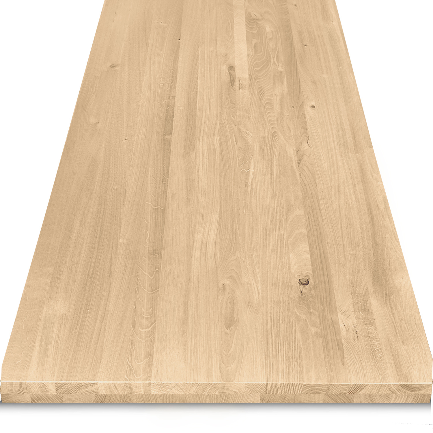  Tischplatte Eiche nach Maß - 4 cm dick (2-lagig) - Eichenholz rustikal - Eiche Tischplatte massiv - verleimt & künstlich getrocknet (HF 8-12%) - 50-120x50-350 cm