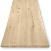 Tischplatte Wildeiche baumkante - 4,5 cm dick - verschiedene Größen - Asteiche (rustikal) - Gebürstet - Eiche Tischplatte mit  natürlichen Baumkant - Verleimt & künstlich getrocknet (HF 8-12%)  - mit V-Fuge