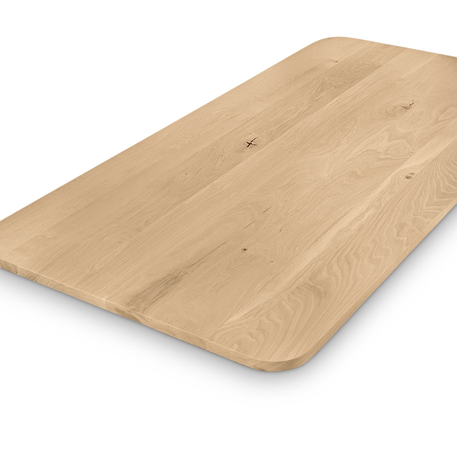  Tischplatte Eiche mit runden Ecken - nach Maß - 3 cm dick - Eichenholz rustikal - Eiche Tischplatte massiv - verleimt & künstlich getrocknet (HF 8-12%) - mit abgerundeten Kanten - 50-120x50-350 cm