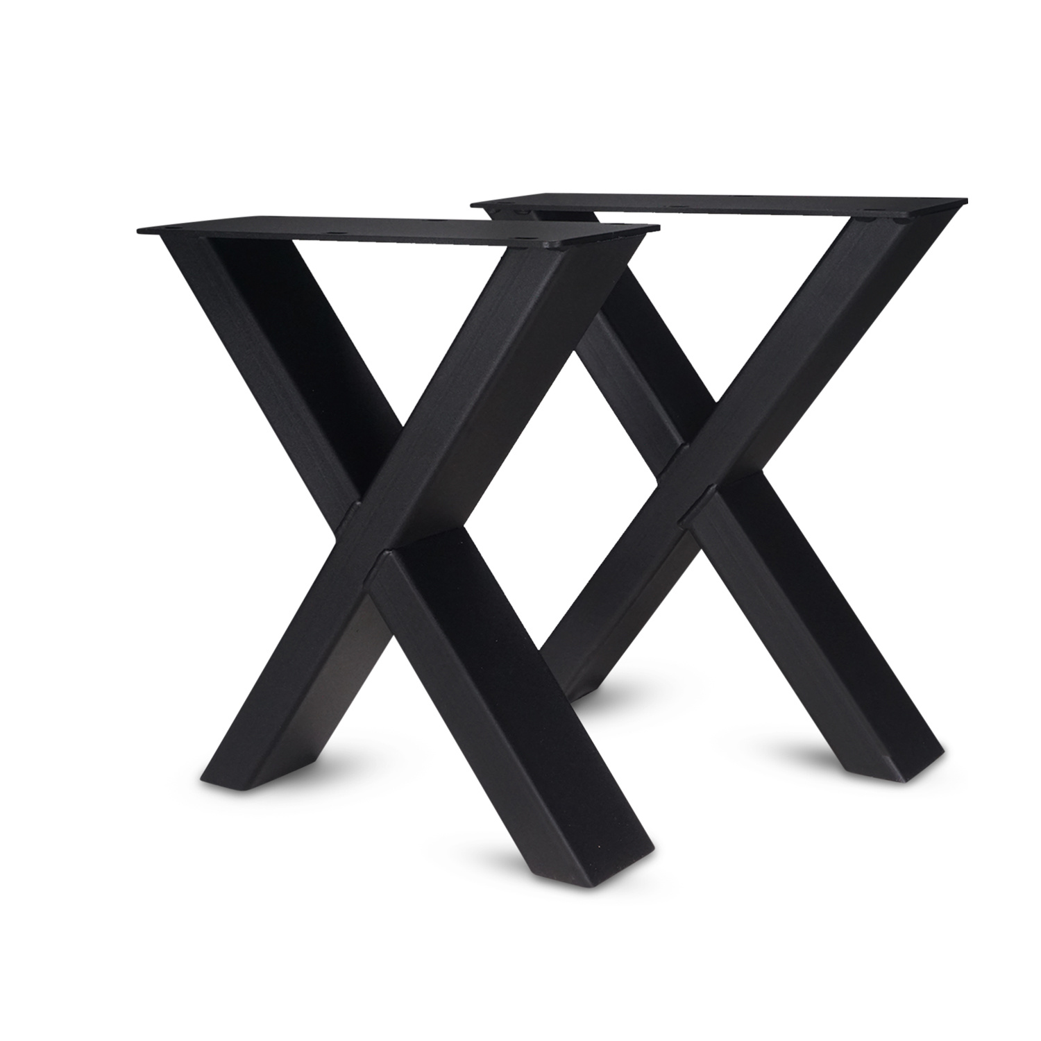  Couchtisch Beine X Metall elegant SET (2 Stück) - 10x4 cm - 56 cm breit - 41 cm hoch - X-form Tischbeinen / Tischkufen Couchtisch - beschichtet - Schwarz