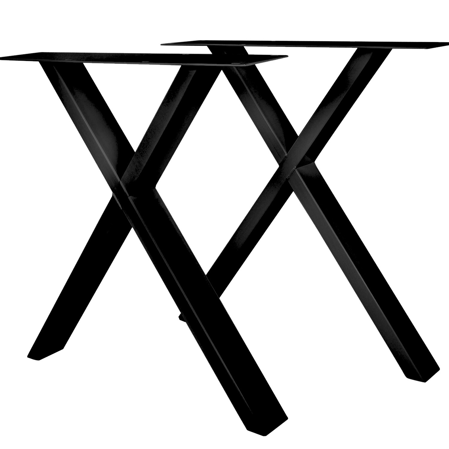 Tischbeine X metall / stahl schlank 2x10 cm - Schwarz beschichtet!