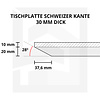 Tischplatte Eiche - Schweizer Kante - nach Maß - 3 cm dick - Eichenholz A-Qualität - Eiche Tischplatte massiv - verleimt & künstlich getrocknet (HF 8-12%) - 50-120x50-350 cm