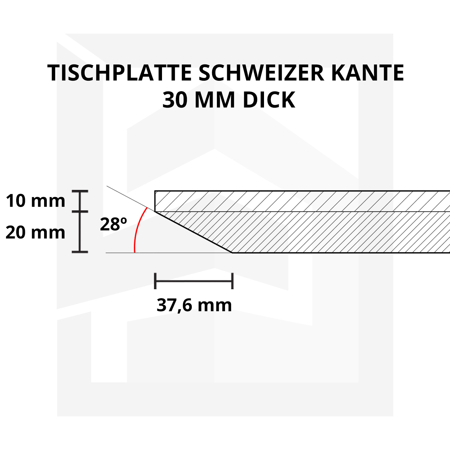  Tischplatte Eiche - Schweizer Kante - nach Maß - 3 cm dick - Eichenholz A-Qualität - Eiche Tischplatte massiv - verleimt & künstlich getrocknet (HF 8-12%) - 50-120x50-350 cm