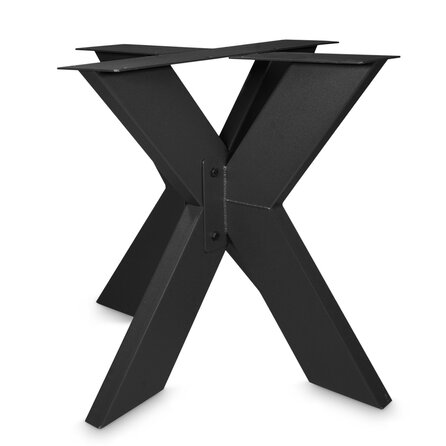 Kreuz Tischgestell - schwarz - 5x15 cm - 90x90 / 130x130 cm - 72 cm hoch - Zentrales Esstischgestell (Tischfuß / Mittelfuß) aus beschichtetem Stahl