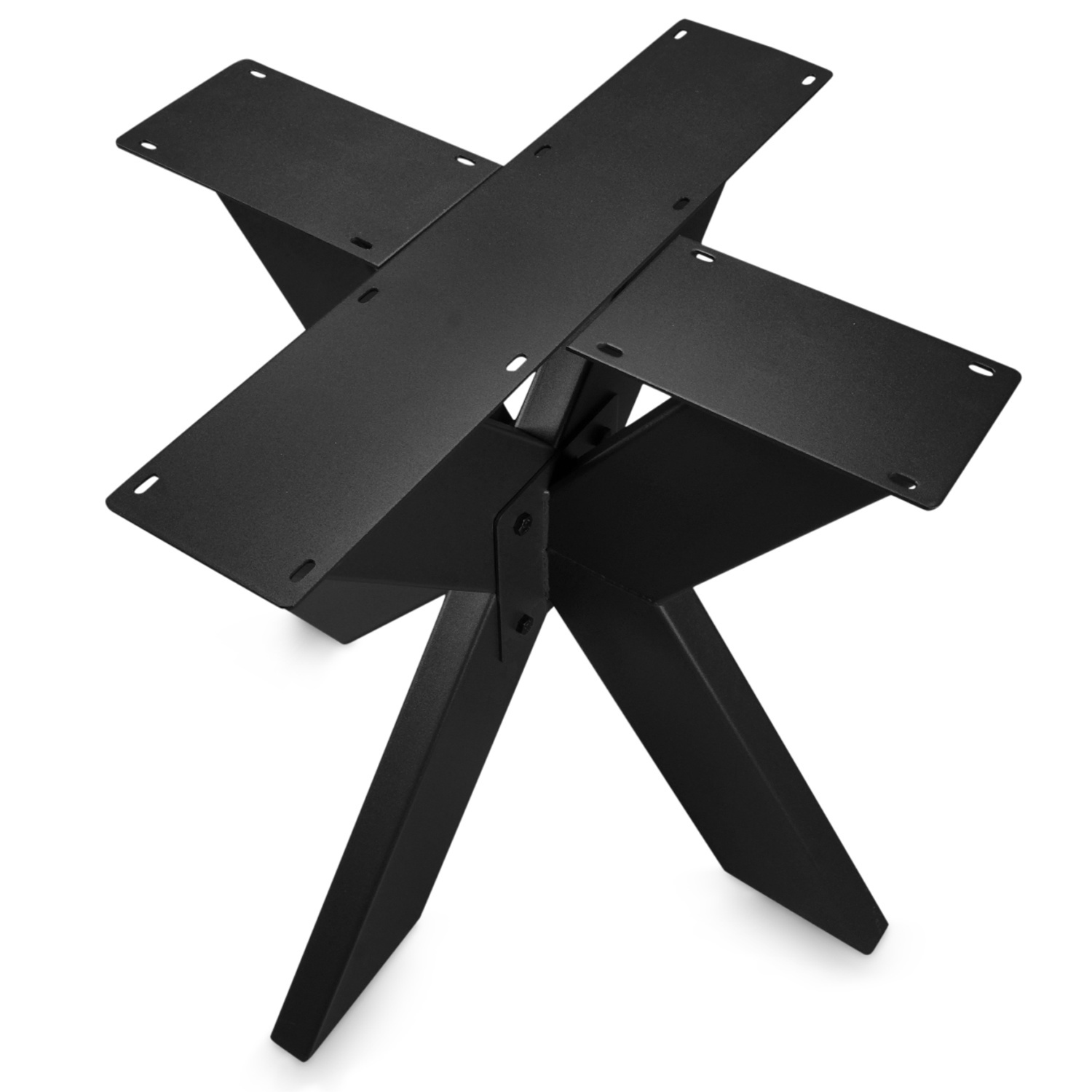  Tischgestell Metall doppelt X Elegant - 3-Teilig -5x15 cm - 90x90 cm - 72cm hoch - Stahl Tischuntergestell / Mittelfuß Rund - Schwarz Beschichtet