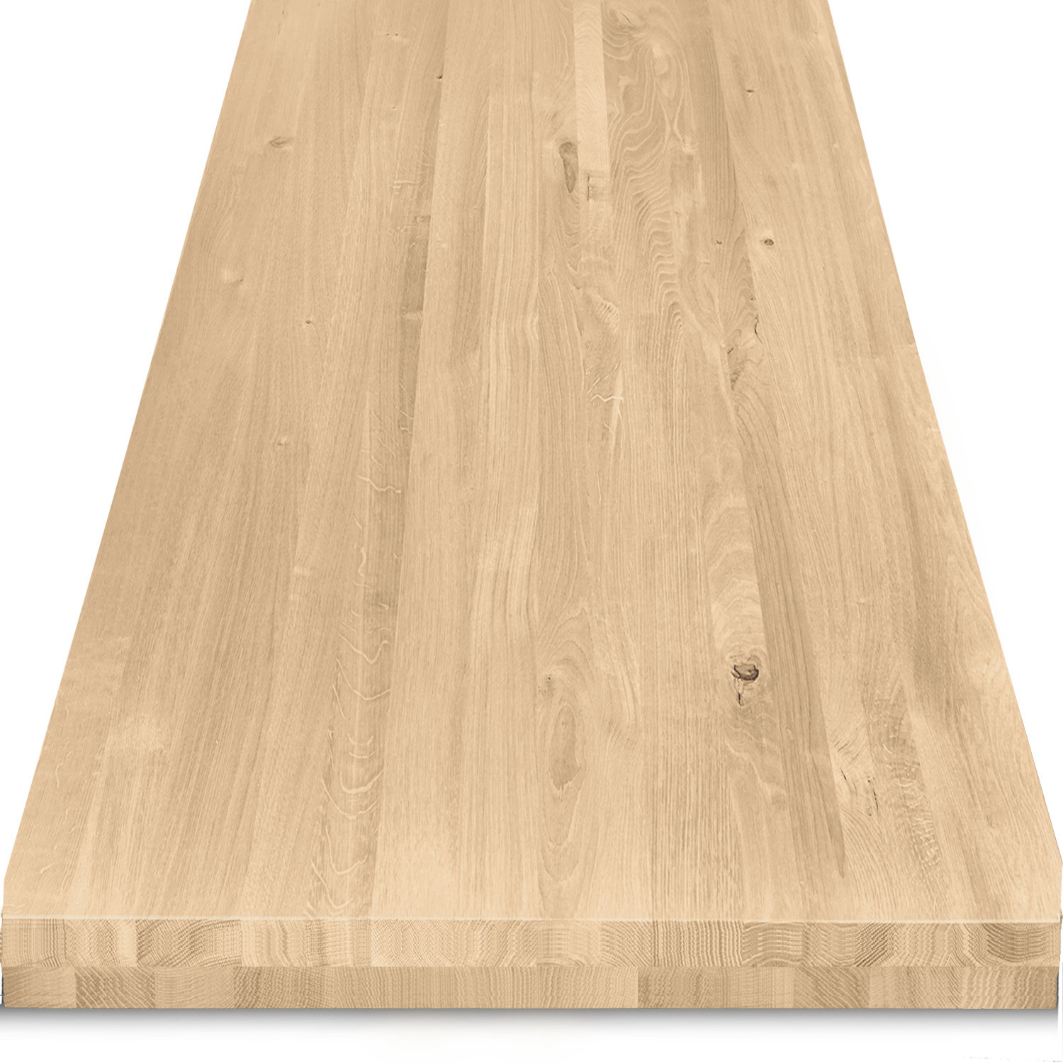  Tischplatte Eiche nach Maß - 8 cm dick (2-lagig) - Eichenholz rustikal - Eiche Tischplatte massiv - verleimt & künstlich getrocknet (HF 8-12%) - 50-120x50-350 cm
