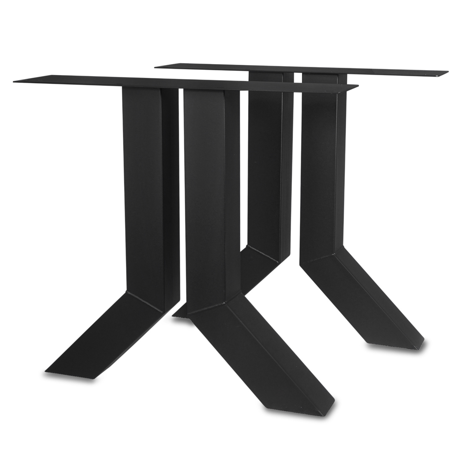  Tischbeine Y Metall SET (2 Stück) - 10x10 cm - 72 cm breit - 72 cm hoch - Y-form Tischkufen / Tischgestell beschichtet - Schwarz