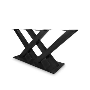 Doppel-V-Bein-Couchtischgestell Metall - schwarz - 6x6 cm - 91 cm lang - 38 cm hoch