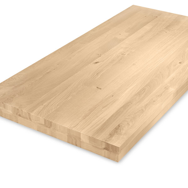  Tischplatte Eiche nach Maß - Aufgedoppelt - 8 cm dick (2-lagig) - Eichenholz rustikal