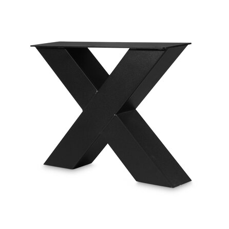 Bankbeine Metall X Form - schwarz - 8x8 cm - 36 cm breit - 41 cm hoch - schwarze X-Beine für eine Sitzbank / Esstischbank aus beschichtetem Stahl