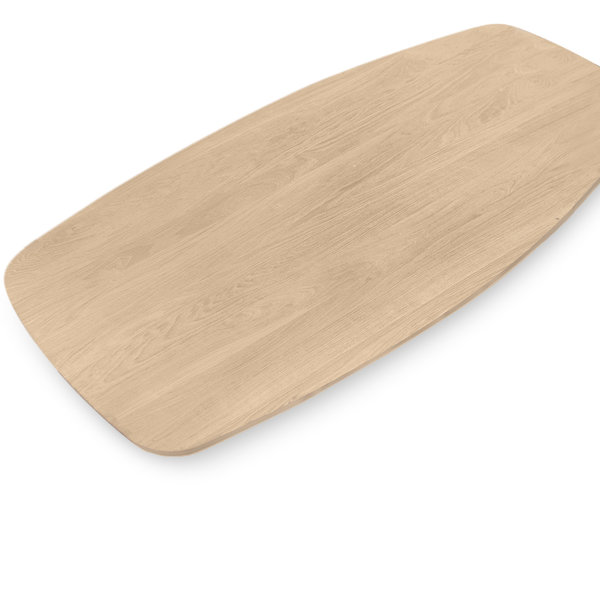 Tischplatte Eichenfurnier dänisch-oval - 3,6 cm dick - Eichenholz A-Qualität - mit Schweizer Kante