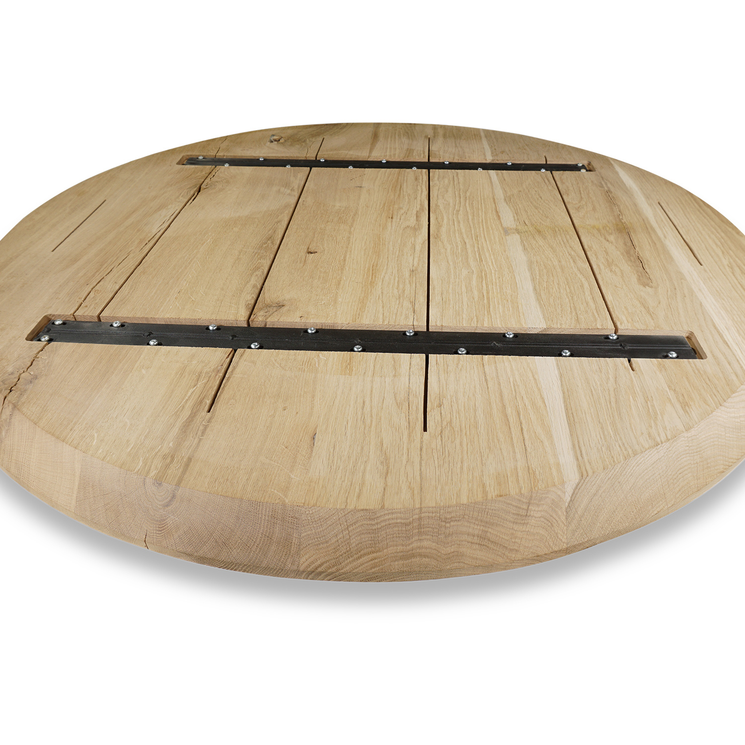  Tischplatte Wildeiche rund - 3 cm dick -  Eichenholz A-Qualität - Eiche Tischplatte rund massiv - Verleimt & künstlich getrocknet (HF 8-12%)