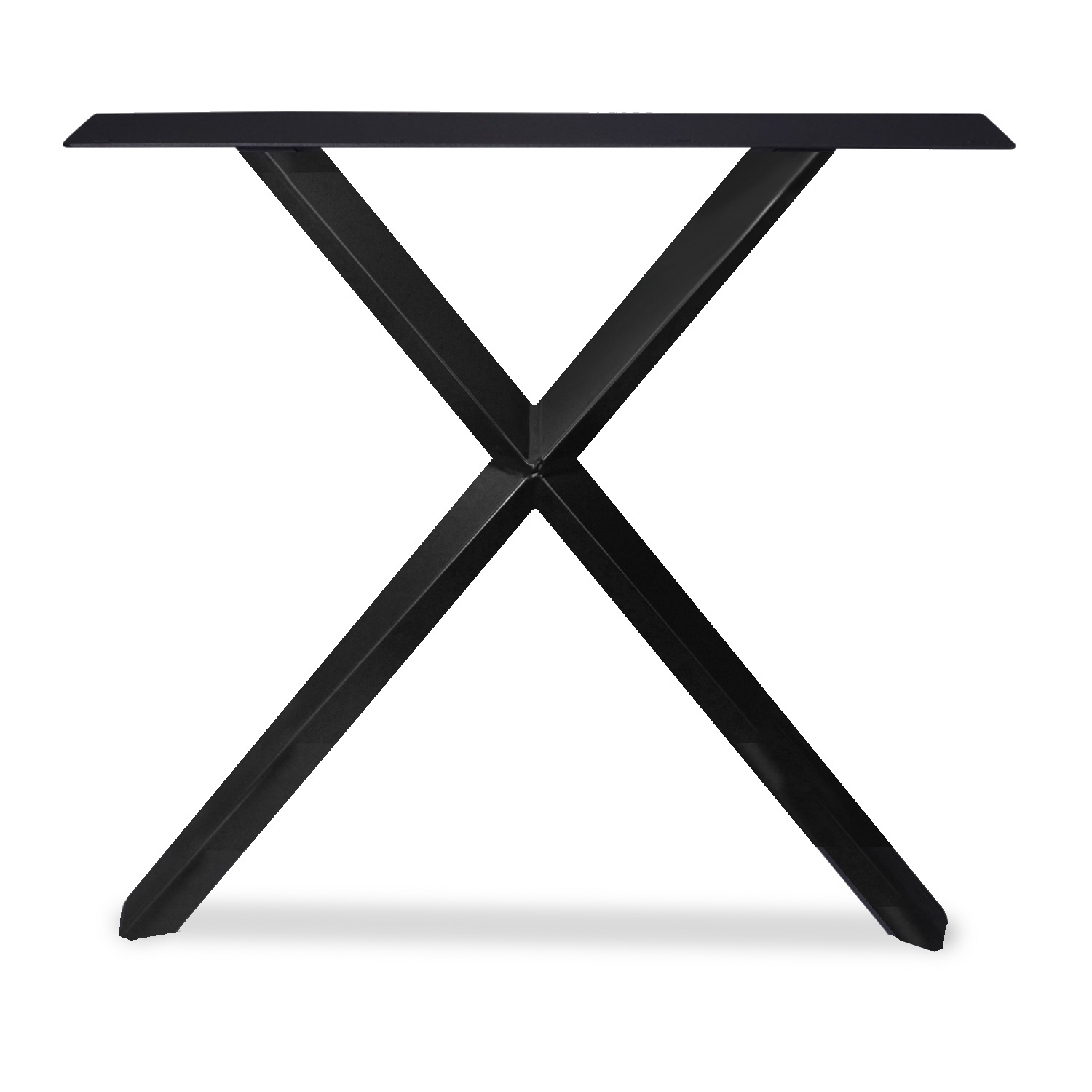  Tischbeine X-Stern Metall elegant SET (2 Stück) - 5,5x5,5 cm - 77-78 cm breit - 72 cm hoch - X-form Tischkufen / Tischgestell beschichtet - Schwarz