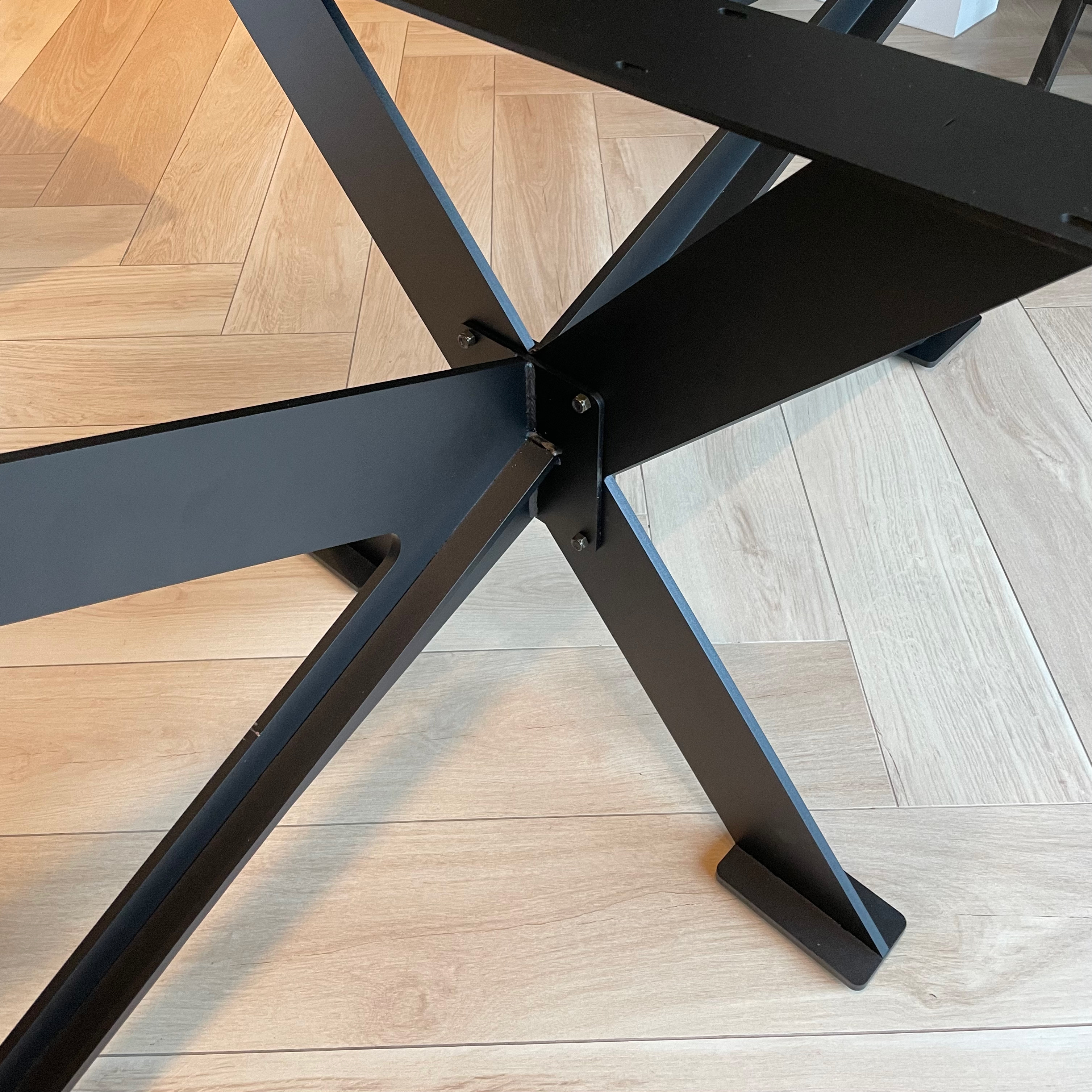  Tischgestell Metall Spider Massiv - 3-Teilig - 1 cm dicker massiver Stahl - 80x180 cm - 72cm hoch - Stahl Tischuntergestell / Mittelfuß Rechteck & oval - Schwarz