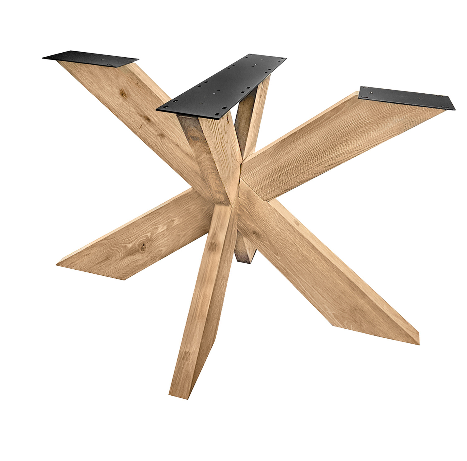  Tischgestell Eiche Spider 6x16 cm - 90x140 cm  - 72 cm hoch - Eichenholz Rustikal - massives Tischunterstell Rechteck, oval & gross rund (Mittelfuß) - Künstlich getrocknet HF 12%
