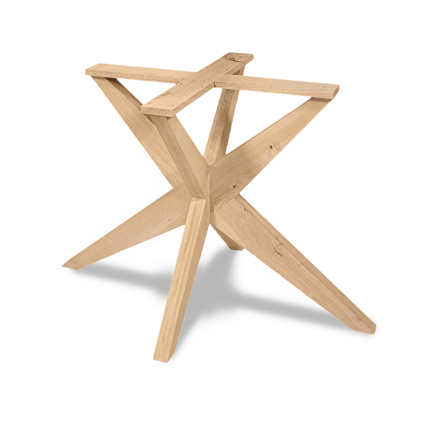  Tischgestell Eiche Doppelt X  - schräge Beine - 90x90 cm  - 72 cm hoch - Eichenholz Rustikal - massives Tischunterstell rund (Mittelfuß) - Künstlich getrocknet HF 12%