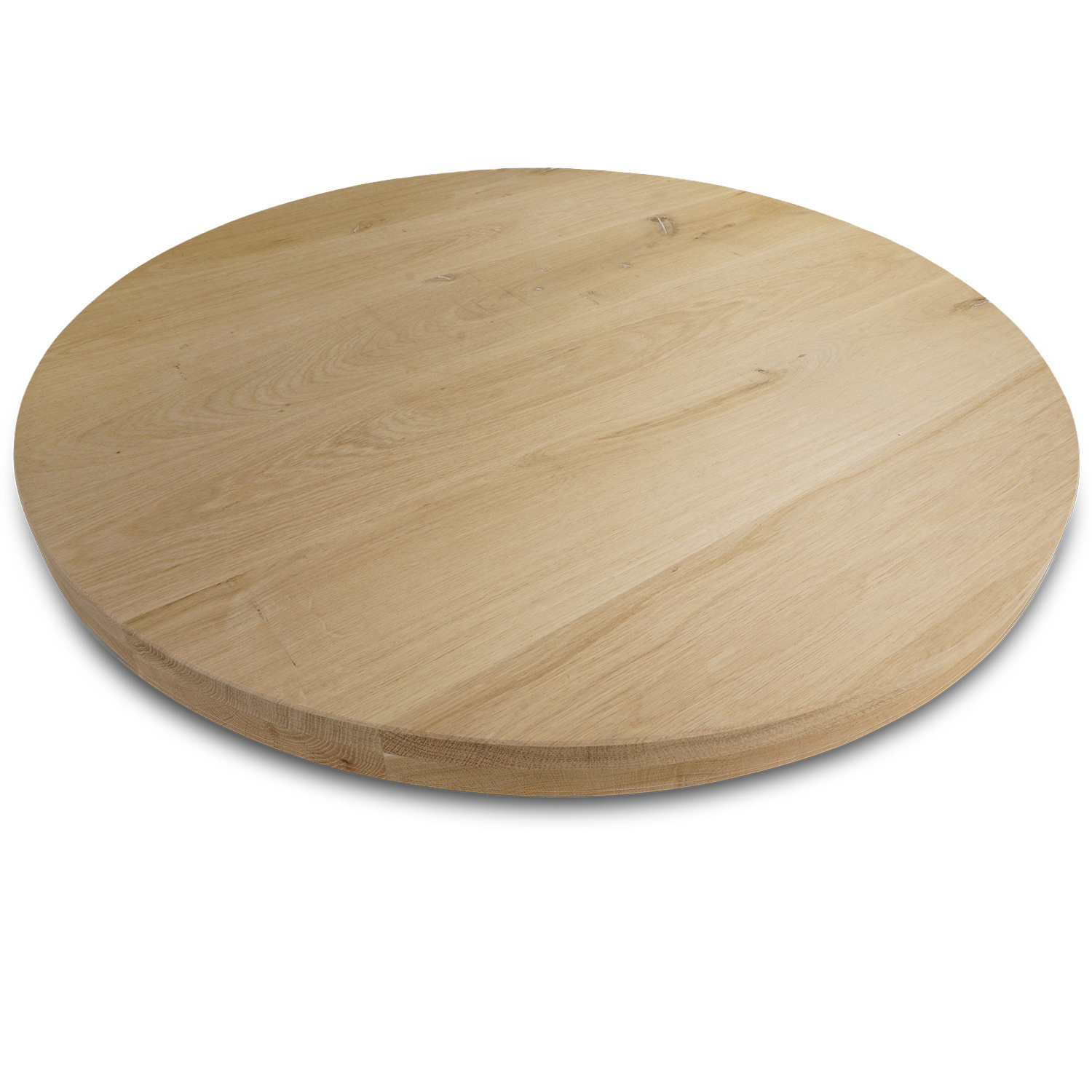  Tischplatte Eiche rund nach Maß - 5 cm dick (2-lagig) - Eichenholz rustikal - Durchmesser: 30 - 180 cm - Eiche Tischplatte rund massiv - verleimt & künstlich getrocknet (HF 8-12%)