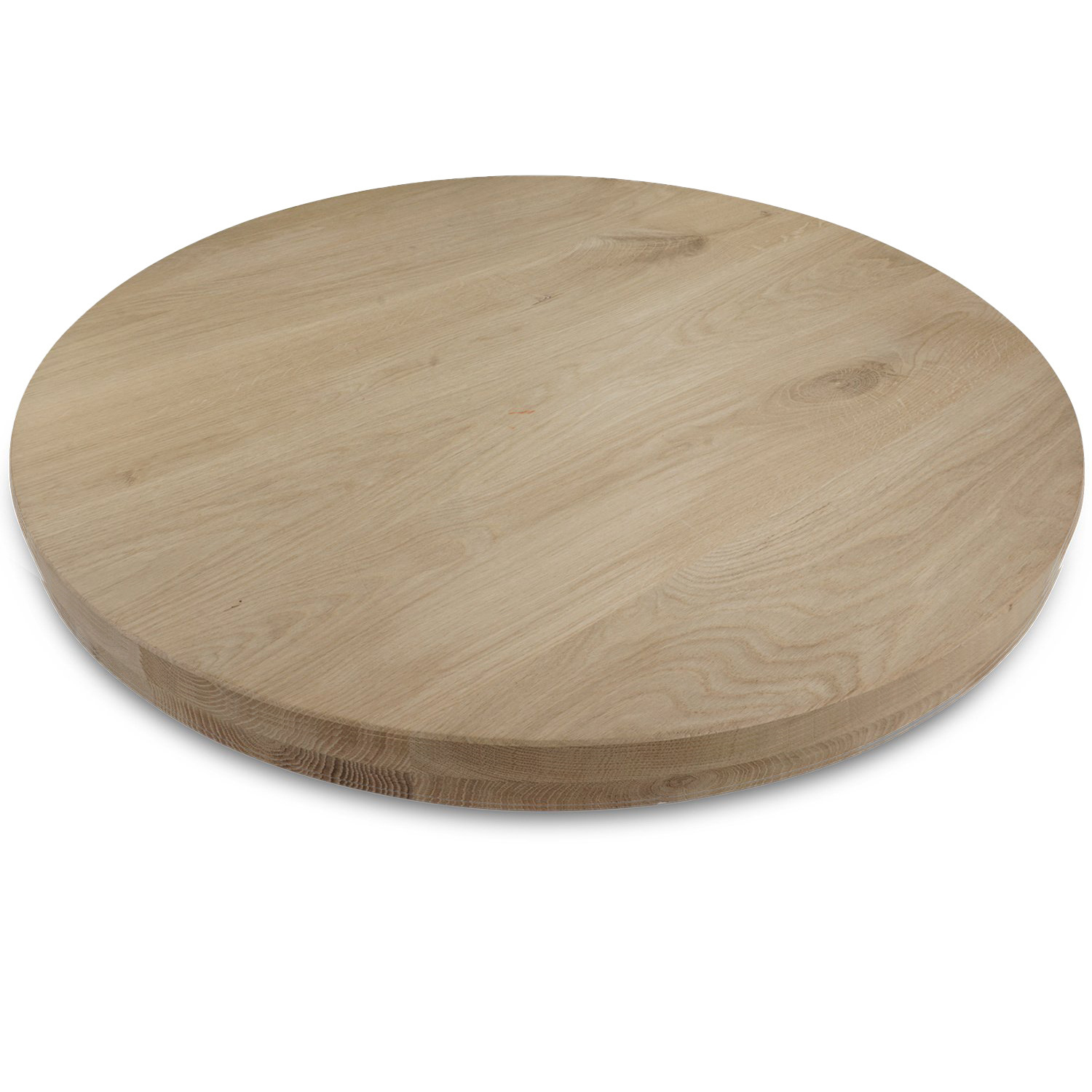  Tischplatte Eiche rund nach Maß - 8 cm dick (2-lagig) - Eichenholz A-Qualität - Durchmesser: 30 - 180 cm - Eiche Tischplatte rund massiv - verleimt & künstlich getrocknet (HF 8-12%)