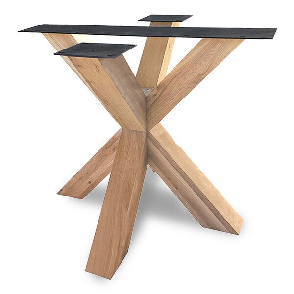  Tischgestell Eiche doppelt X - 10x10 cm - 80x80 cm  - 72 cm hoch - Eichenholz Rustikal