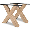 X Tischbeine Eiche (SET - 2 Stück) 12x12 cm - 88 cm breit - 72 cm hoch - Eichenholz Rustikal - Massive X Tischkufen - künstlich getrocknet HF 12%