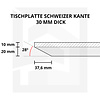 Tischplatte Eiche - Schweizer Kante - 2,7 cm dick (1-Schicht) - Breite Lamellen (10 - 12 cm breit) - Eichenholz rustikal - verleimt & künstlich getrocknet (HF 8-12%) - verschiedene Größen