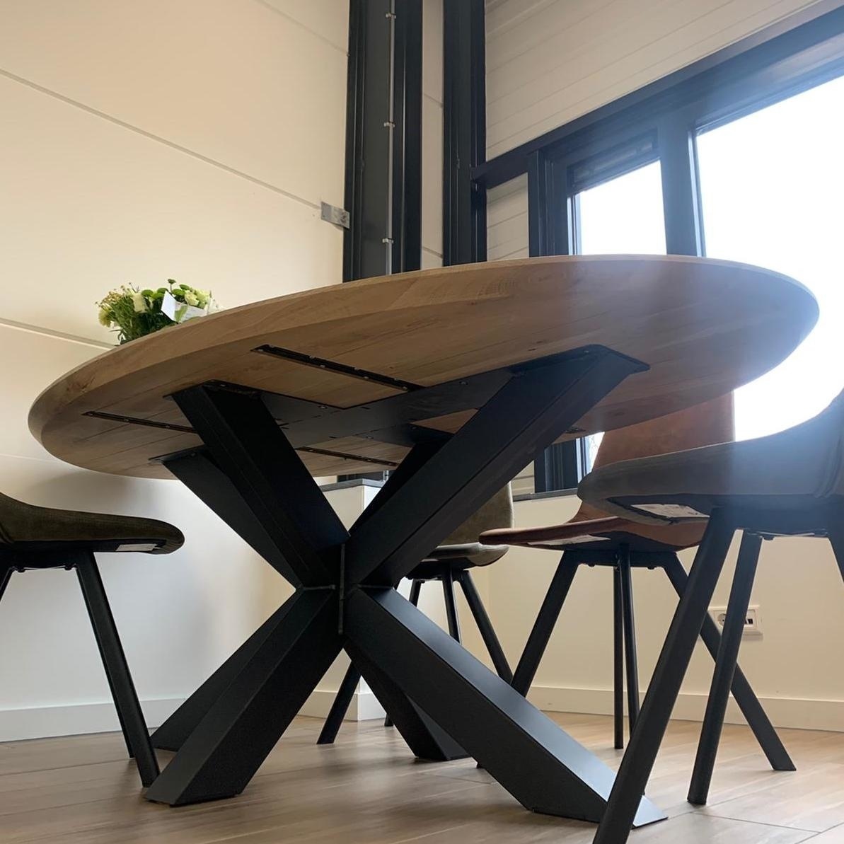 Tischplatte Eiche oval - rustikal Profi cm - Breite - Eichenholz | Lamellen 3 (14-20 cm)