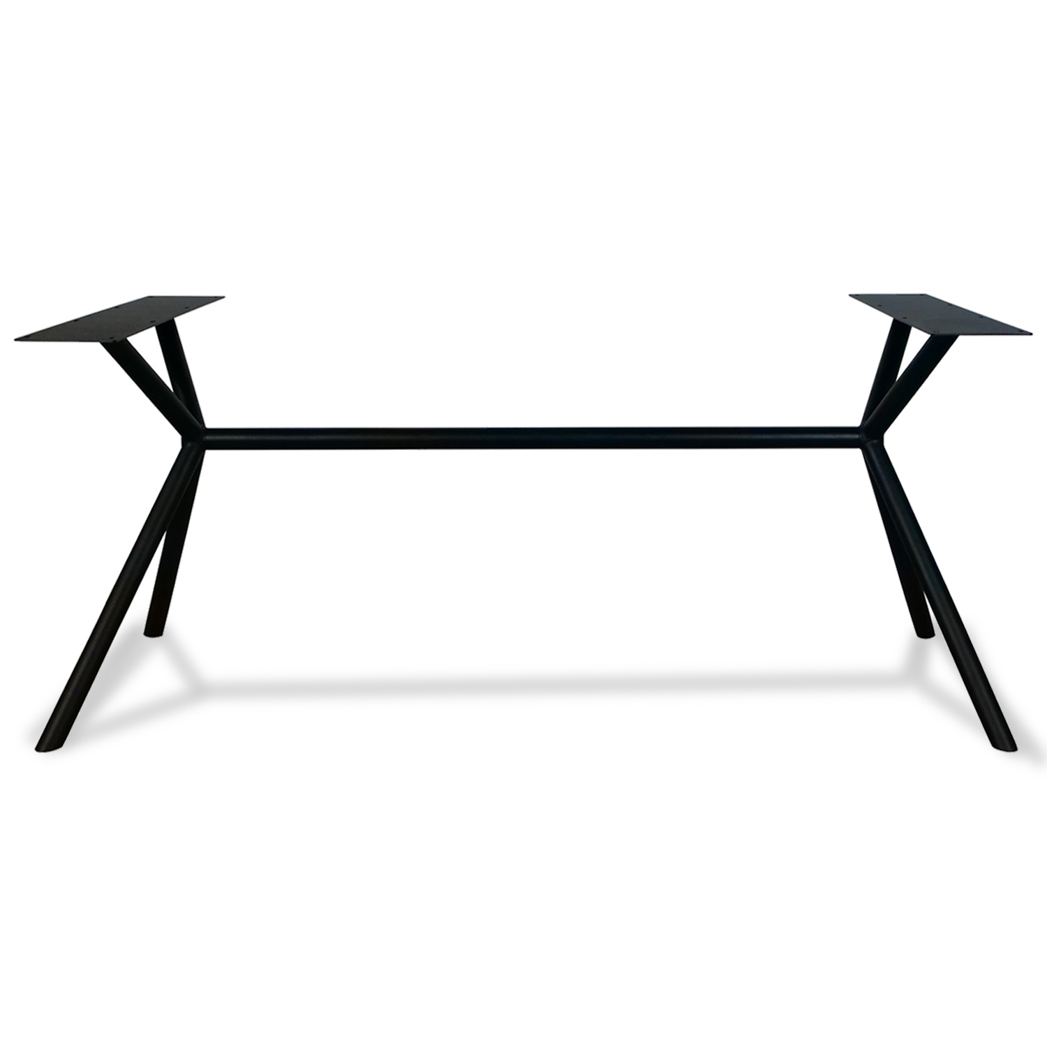  Tischgestell Metall 3D X-Beine Frame rund - 3-Teilig - 4,2 cm - 70x246 cm - 72cm hoch - Stahl Tischuntergestell - Rechteck - Beschichtet - Schwarz