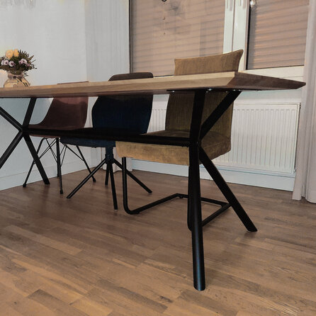 X Bein Tischgestell Metall - schwarz - 4,2 cm - 70x146 bis 246 cm - 72 cm hoch - Zentrales Esstischgestell (Tischfuß) aus beschichtetem Stahl