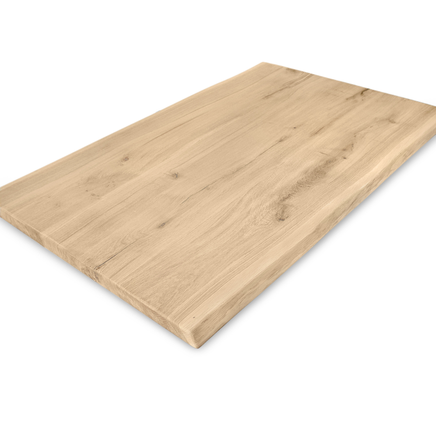  Tischplatte Wildeiche - Baumkante - 2,5 cm dick (1-Schicht) - XXL Lamellen (14-20 cm breit) - Asteiche (rustikal) mit natürlichen Baumkant - verleimt & künstlich getrocknet (HF 8-12%) - verschiedene Größen