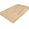 Tischplatte Wildeiche - Baumkante - nach Maß - 4 cm dick (1-Schicht) - XXL Lamellen (14-20 cm breit) - Asteiche (rustikal) mit natürlichen Baumkant - verleimt & künstlich getrocknet (HF 8-12%) - 40-105x80-300 cm