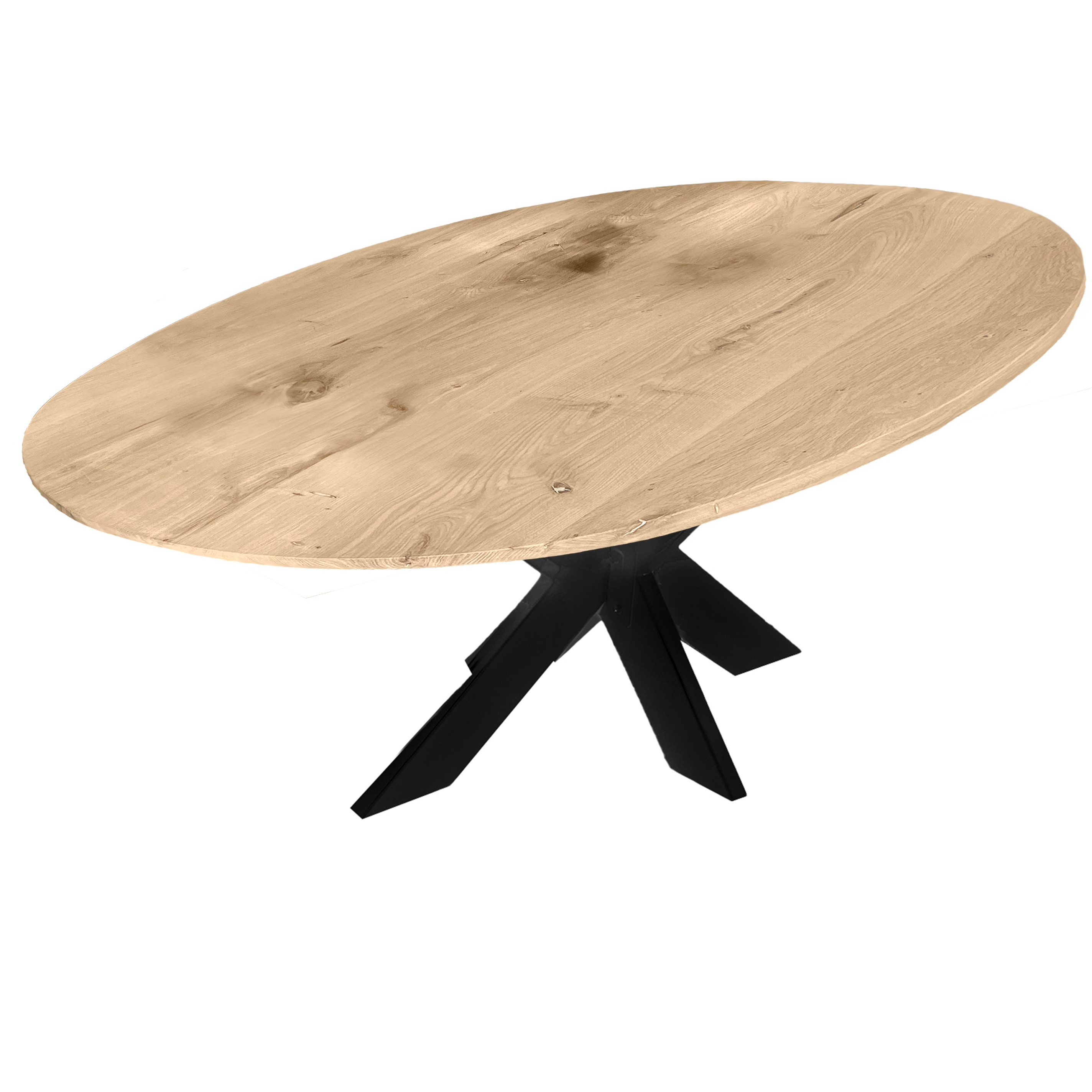  Tischplatte Wildeiche oval - 2,5 cm dick (1-Schicht) - XXL Lamellen (14-20 cm breit) - Asteiche (rustikal) - Tischplatte ovale / ellipse Eiche - verleimt & künstlich getrocknet (HF 8-12%) - verschiedene Größen