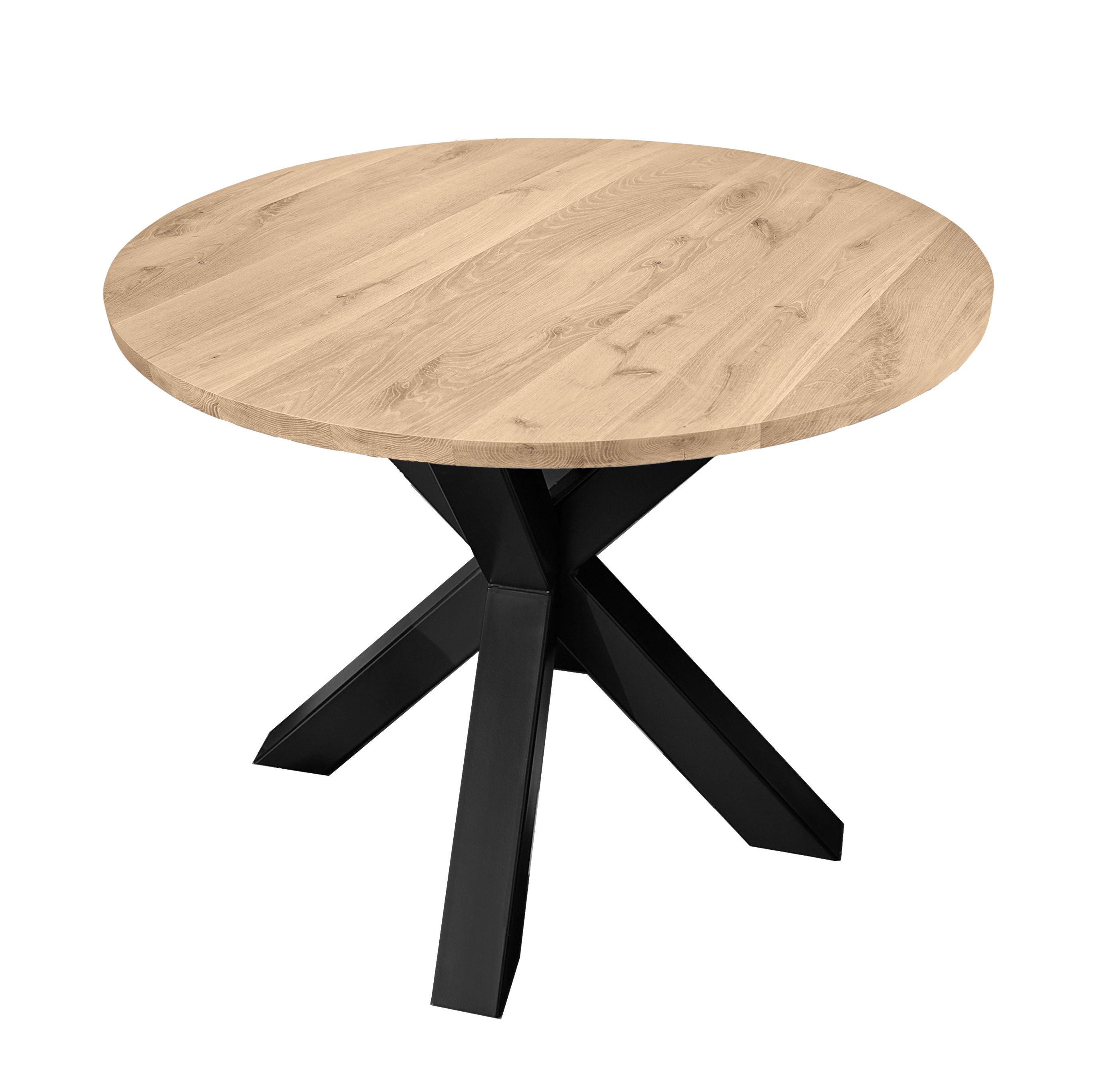  Tischplatte Wildeiche rund nach Maß - 2,5 cm dick (1-Schicht) - XXL Lamellen (14-20 cm breit) - Asteiche (rustikal) - verleimt & künstlich getrocknet (HF 8-12%) - Durchmesser: 40 - 117 cm