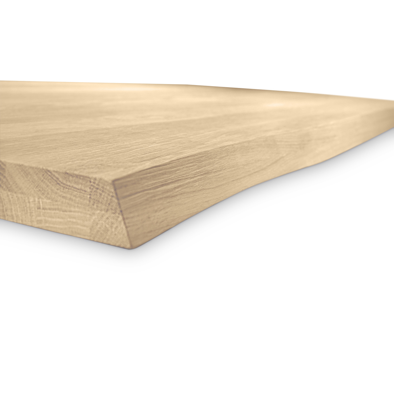  Tischplatte Eiche - mit Baumkante (Optik)  - nach Maß - 2,7 cm dick (1-Schicht) - Breite Lamellen (10 - 12 cm breit) - Eichenholz rustikal mit natürlichen Baumkant - verleimt & künstlich getrocknet (HF 8-12%) - 50-120x50-248 cm
