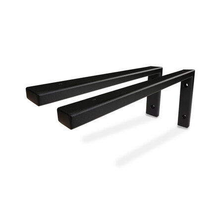 Regalhalter L Form schwarz - SET (2 Stück) - 20x10 cm - Regalträger Metall - 40x20x2 mm Profil - Wandhalterung Stahl - Beschichtet