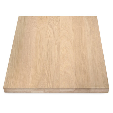 Tischplatte Eiche quadratisch - 8 cm (80 mm) dick - 2-lagig (massiv) - Eichenholz A-Qualität (A/B) - Massivholz, verleimt - HF 8-12%