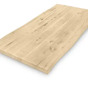 Tischplatte Eiche - mit Baumkante (CNC) - 4 cm - rustikal Tischplatte Eiche - mit Baumkante (CNC) - 4 cm - rustikal