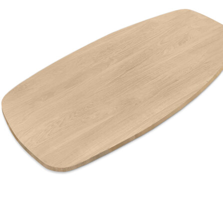 Tischplatte Eiche bootsförmig (Dänisch oval) massiv - 2,7 cm (27 mm) dick - Eichenholz A-Qualität (A/B) - Massivholz mit breiten Lamellen verleimt - HF 8-12% Tischplatte Eiche bootsförmig (Dänisch oval) massiv - 2,7 cm (27 mm) dick - Eichenholz A-Qualität (A/B) - Massivholz mit breiten Lamellen verleimt - HF 8-12%