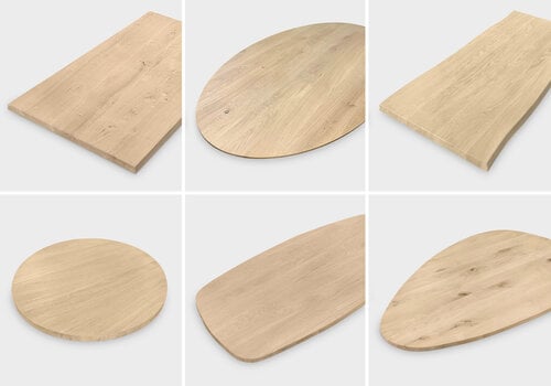 Tischplatten Eiche nach Form bei Eichenholzprofi.de – Gerade, Rund, Bootsform, Oval, Baumkante, Stadion, Organisch, Tropfen & mehr – maßgefertigt nach Wunsch!