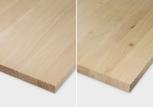 Arbeitsplatten Eiche nach Eichenholz-Art bei Eichenholzprofi – Wählen Sie zwischen rustikal, astfrei oder Wildeiche. Immer die perfekte Massiveichen-Holzplatte!
