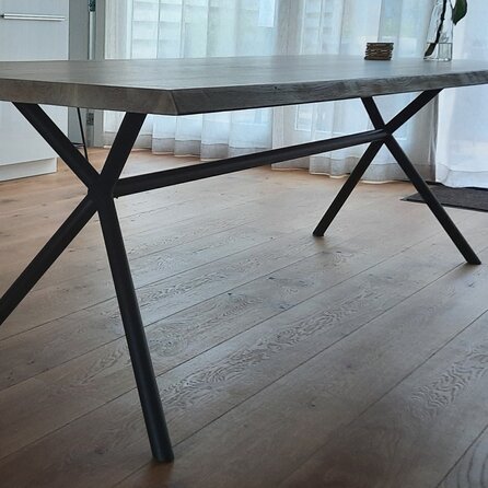X Bein Tischgestell Metall - schwarz - 4,2 cm - 70x146 bis 246 cm - 72 cm hoch - Zentrales Esstischgestell (Tischfuß) aus beschichtetem Stahl
