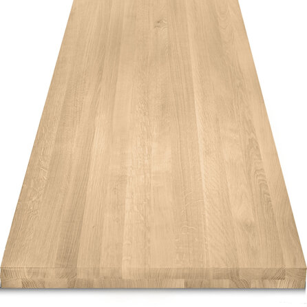 Tischplatte Eiche - nach Maß - 6 cm (60 mm) dick - 2-lagig (massiv) - Eichenholz A-Qualität (A/B) - Massivholz, verleimt - HF 8-12%