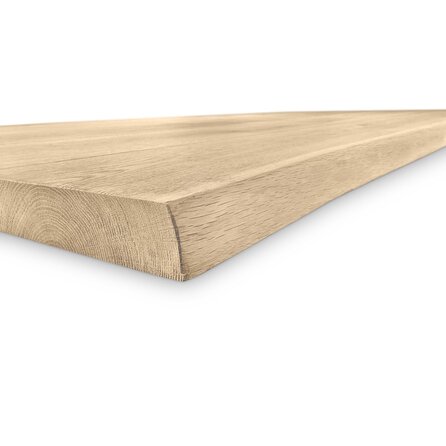 Tischplatte Eiche mit Baumkante massiv - 4,5 cm (45 mm) dick - mit V-Fugen & gebürstet - Eichenholz rustikal (B/C) - mit 3 Lamellen (Luxus) - Massivholz, verleimt - HF 8-12%