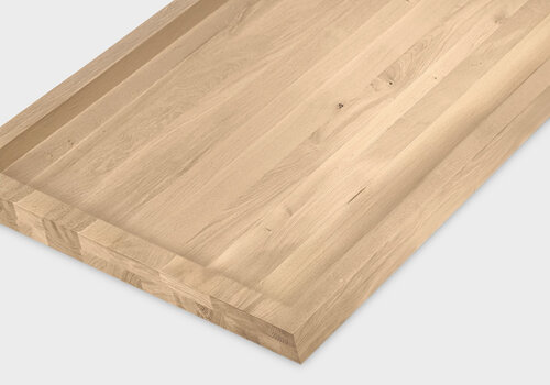 Tischplatte Eiche - Aufgedoppelt (rand) Tischplatte Eiche aufgedoppelt (Rand) bei Eichenholzprofi.de – Alle Tischplatten rundum aufgedoppelt in 40, 45, 60 & 80 mm Stärke – Günstig & einfach online!