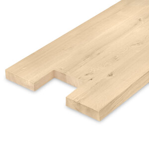 Leimholzplatte Eiche - mit Aussparung - nach Maß - 4 cm - breite Lamellen - rustikal Leimholzplatte Eiche - mit Aussparung - nach Maß - 4 cm - breite Lamellen - rustikal