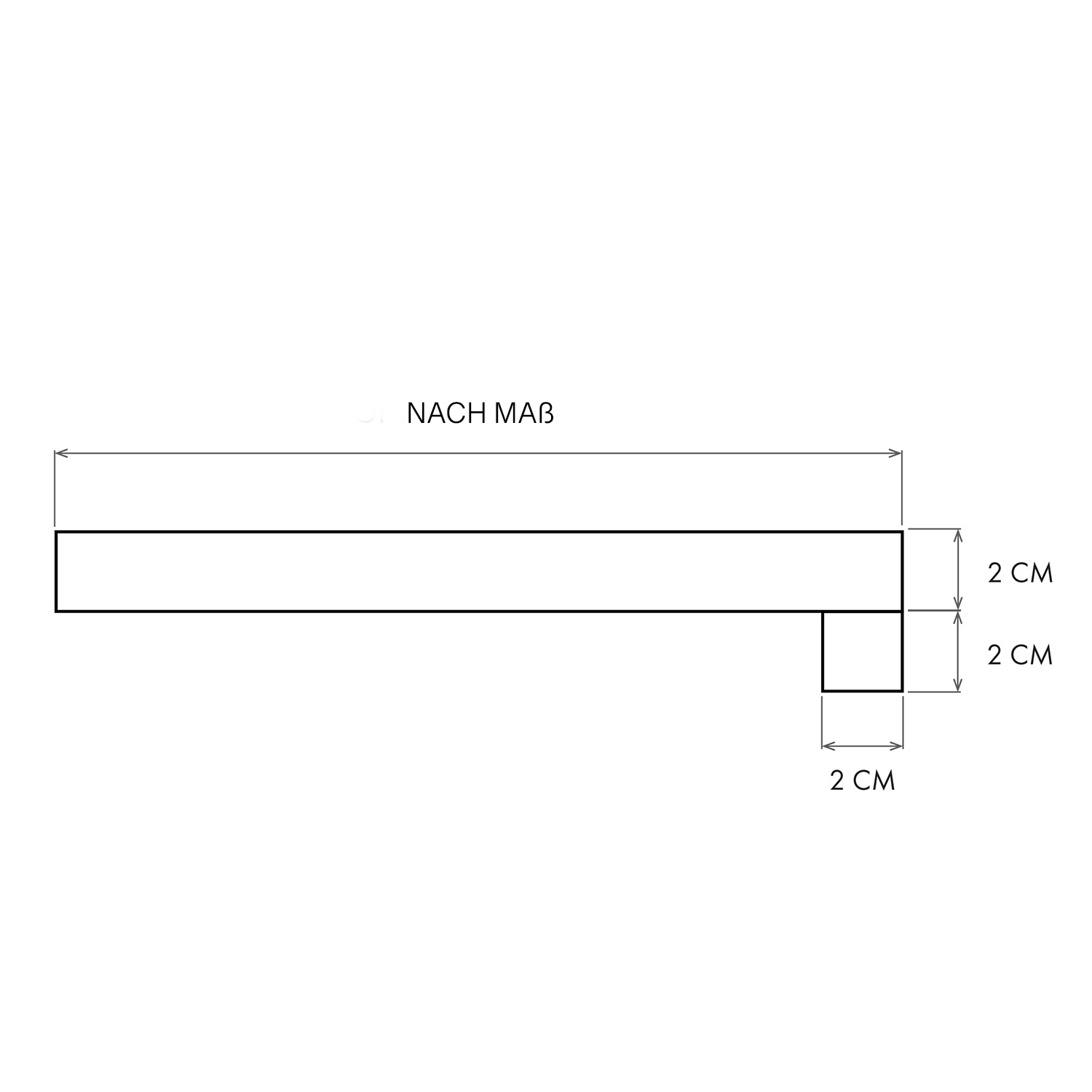 Überstand: 2 cm tief en 2 cm hoch