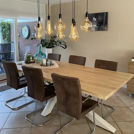 Tischplatte Eiche mit Baumkante massiv - 4 cm (40 mm) dick - Eichenholz rustikal (B/C) - Massivholz, verleimt - HF 8-12%