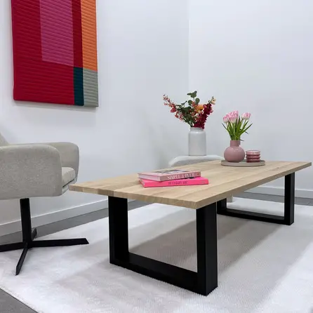 Couchtisch Beine Metall U Form - schwarz - 4x10 cm - 56 cm breit - 38 cm hoch - schwarze Wohnzimmer-Tischbeine / Tischkufen aus beschichtetem Stahl